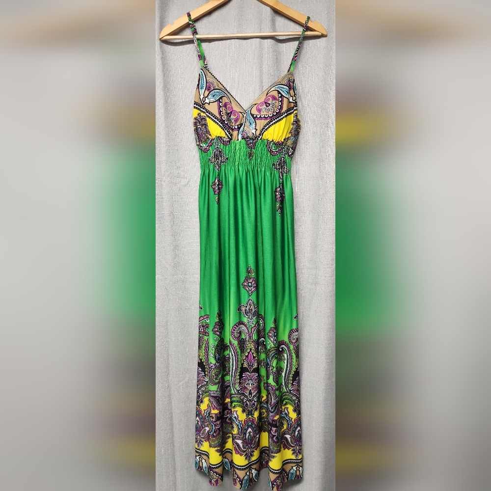 She's Cool - Women's long sundress maxi dress Size Large - Green